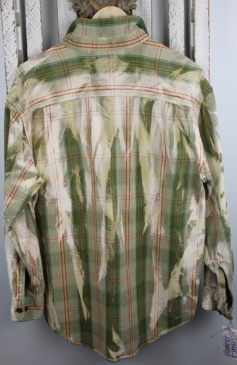 Vintage Sage Green and Cream Flannel Jacket Size Large