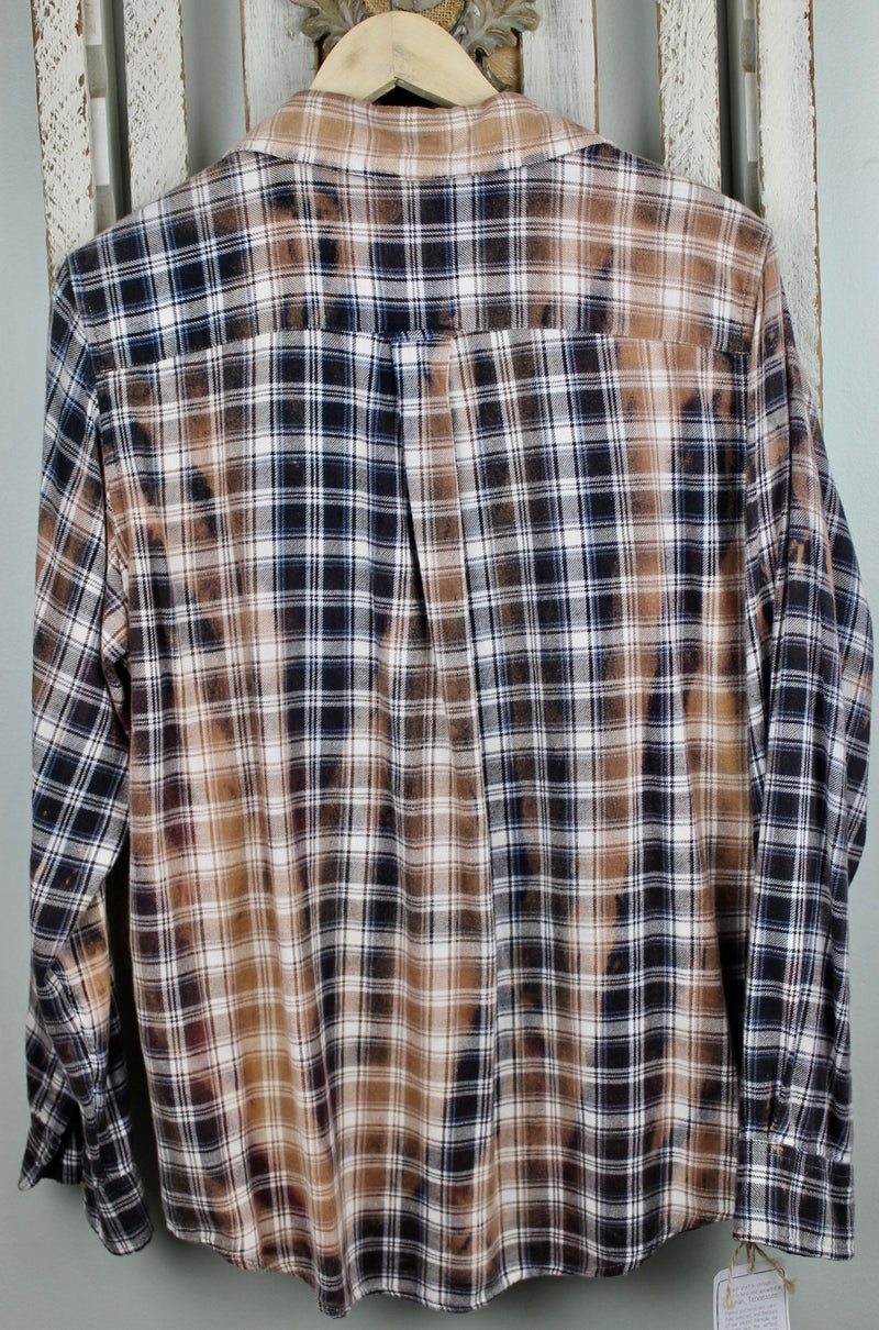 Black, Caramel and White Flannel with Caramel Suede Pocket Size Small