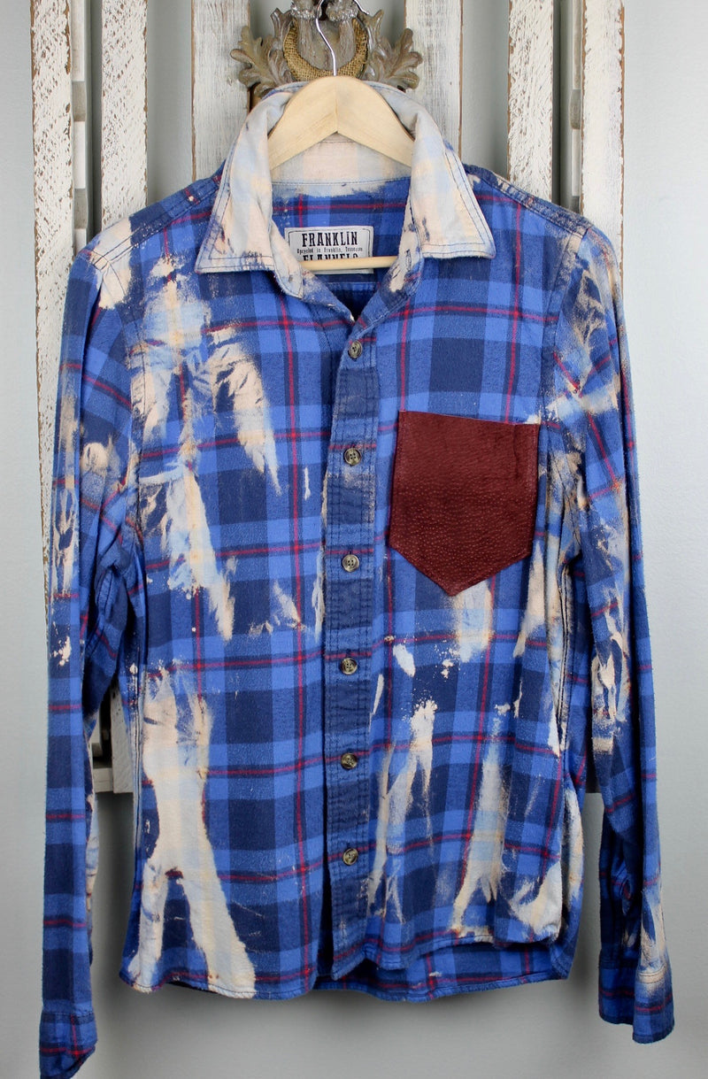 Royal blue, Cream and Burgundy Flannel with Suede Size Small