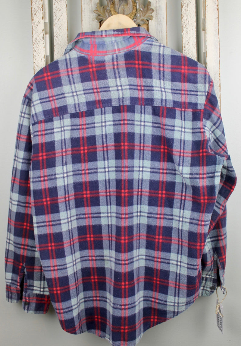 Vintage Retro Blue and Red Flannel Size Large