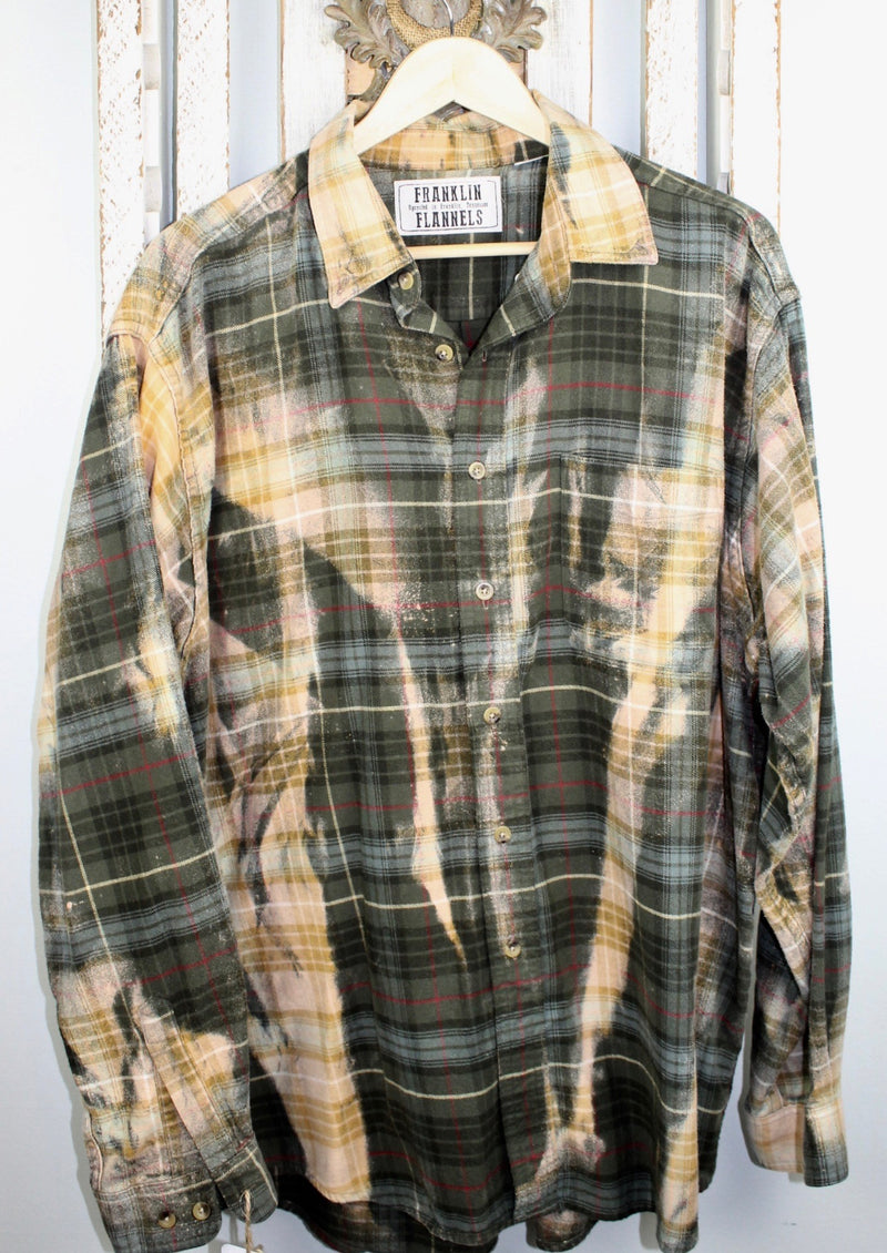 Vintage Army Green, Gold and Cream Flannel Size XL