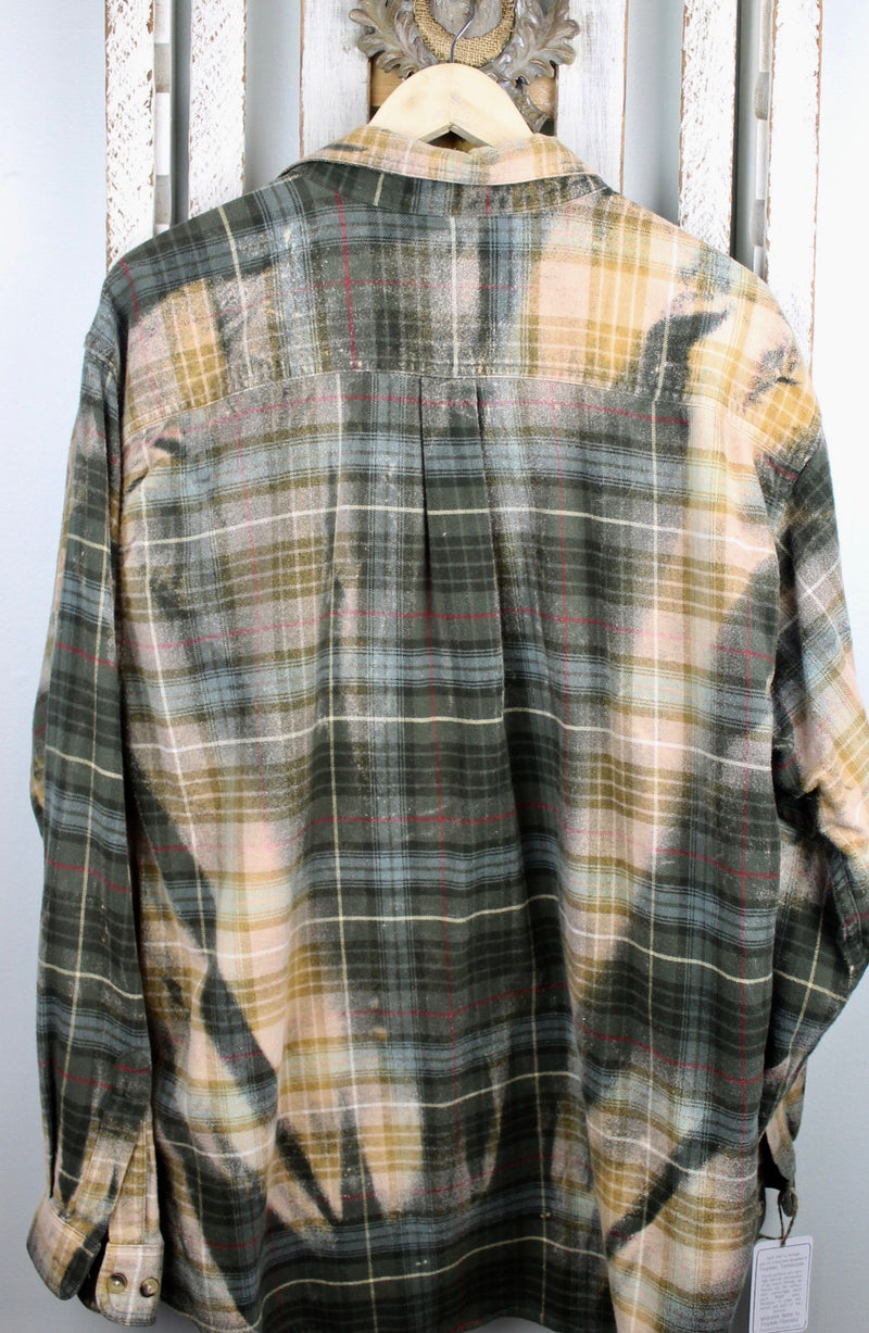 Vintage Army Green, Gold and Cream Flannel Size XL