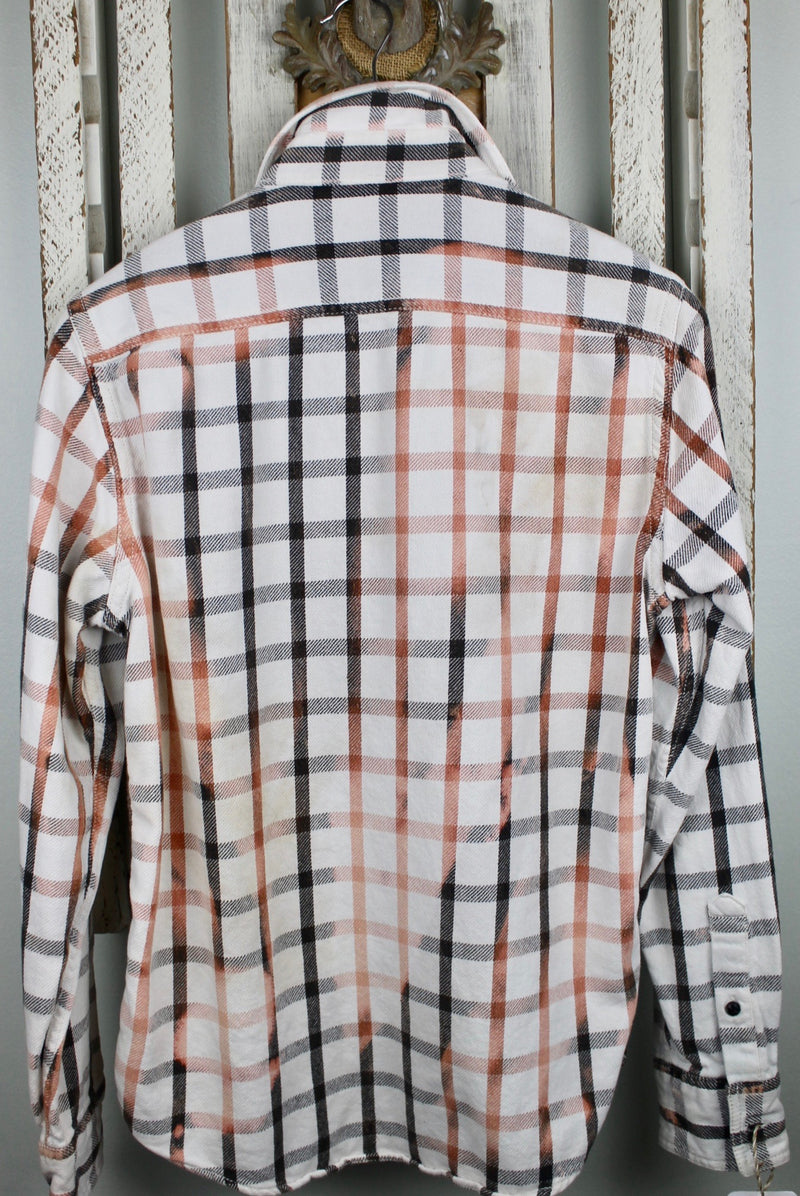 Vintage Black, Peach and White Flannel with Suede Size Small