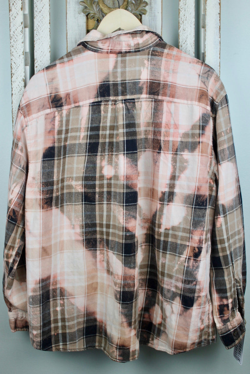 Vintage Peach, Black and Brown Flannel Size Large