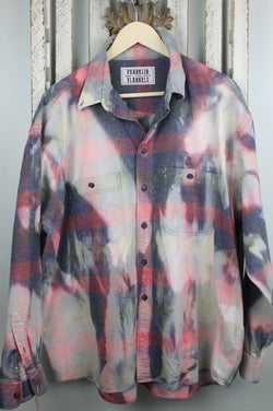 Vintage Grey, Navy Blue, Pale Pink and Burgundy Flannel Size XL