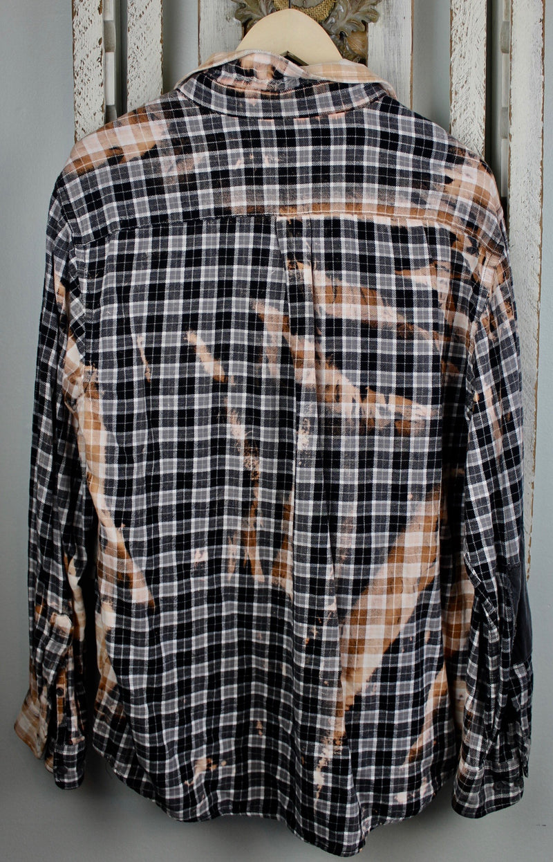 Grunge Black, White and Rust Flannel Size Large