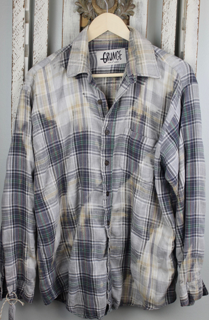 Grunge Grey and Cream Flannel Size Large