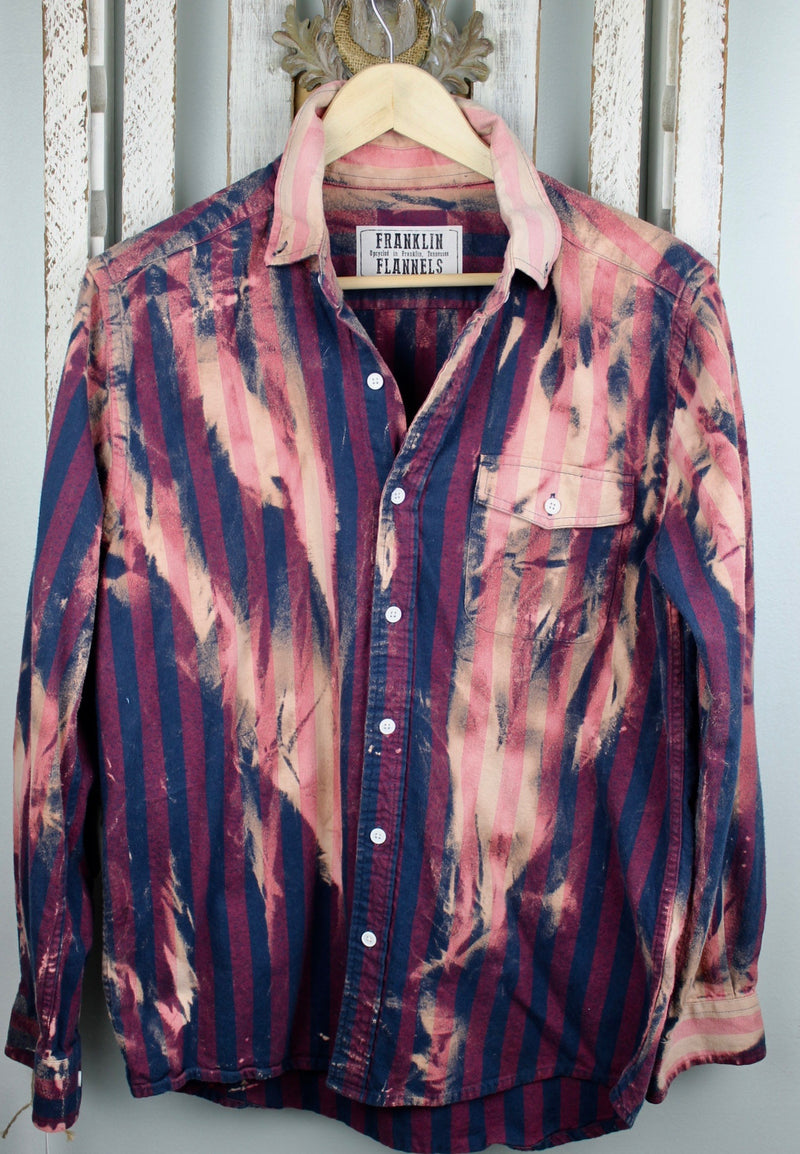 Vintage Navy Blue, Burgundy and Pink Flannel Size Small