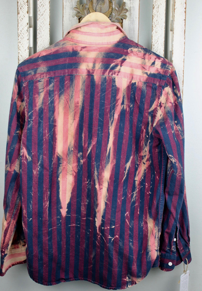 Vintage Navy Blue, Burgundy and Pink Flannel Size Small
