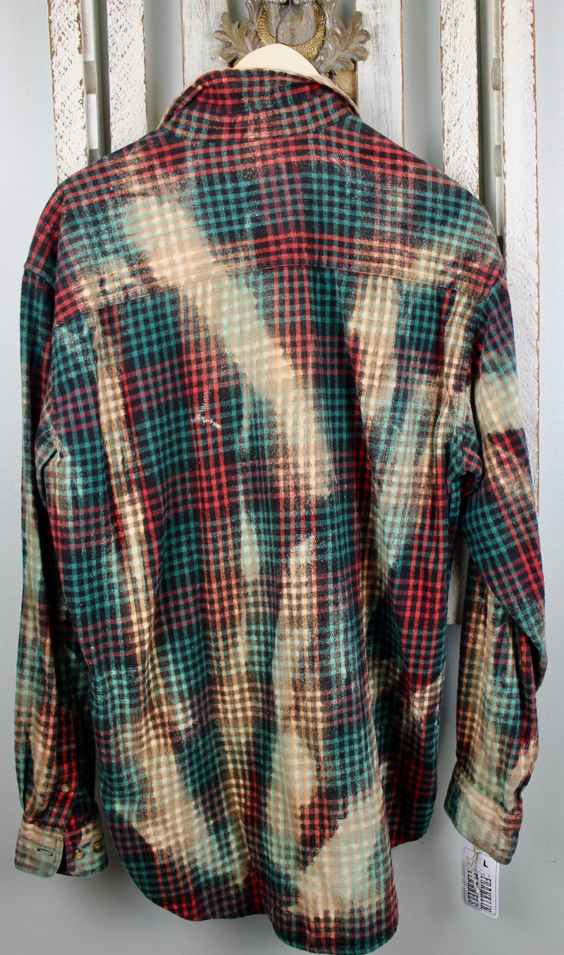Vintage Green, Red, Black and Cream Flannel Size Large