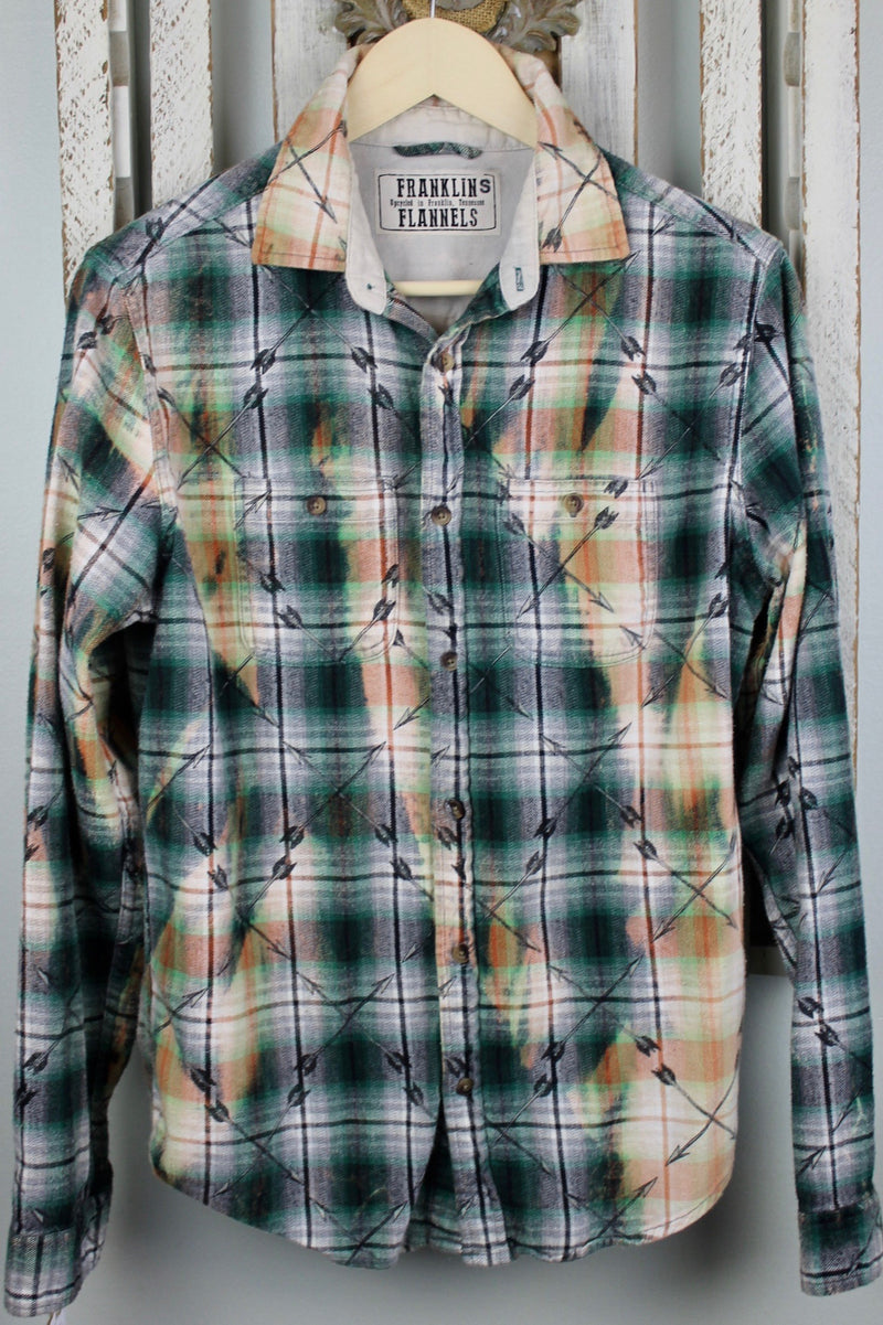 Vintage Green, Black and Peach Flannel Size Small