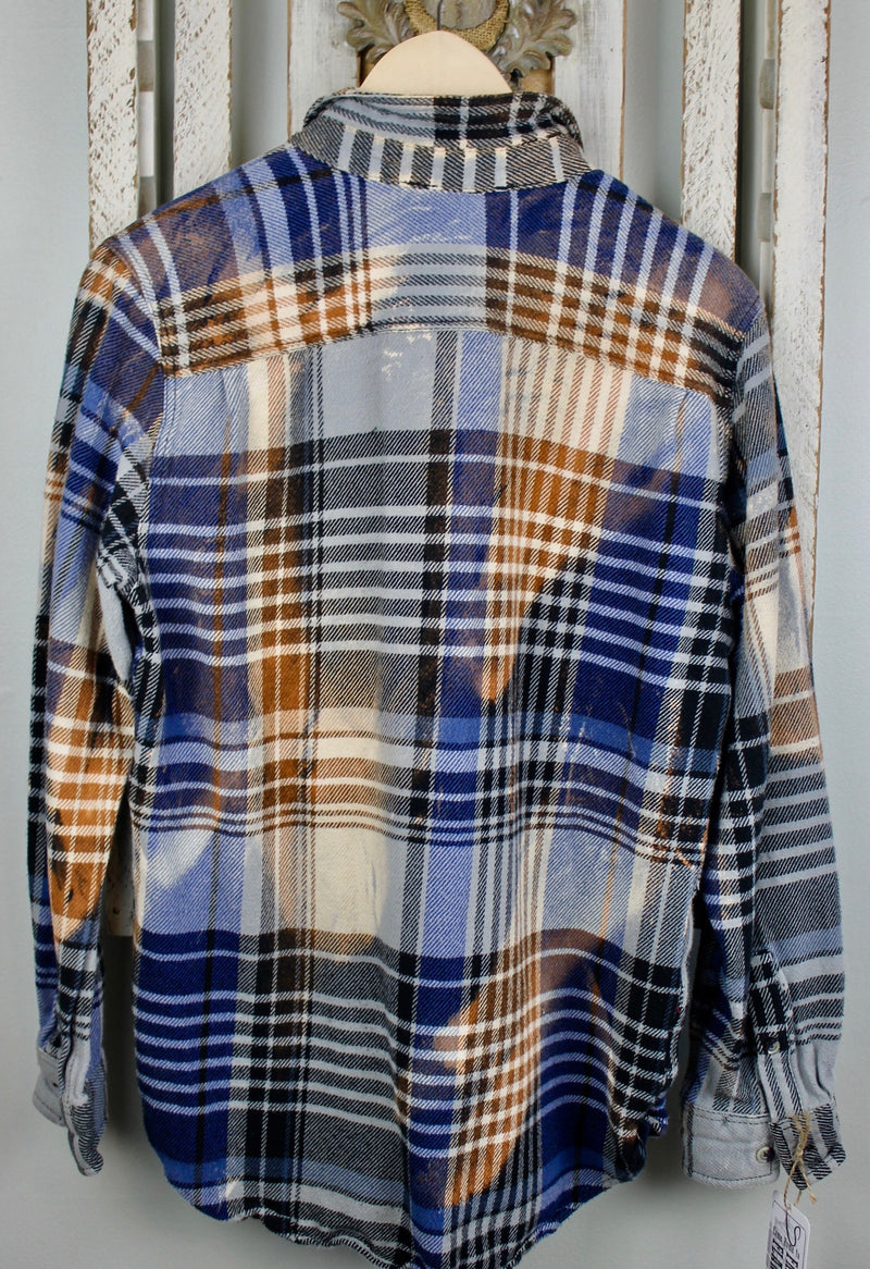 Vintage Navy and Light Blue, Rust and Black Flannel Jacket Size Small
