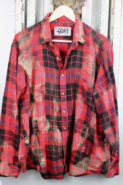 Grunge Red and Black Flannel Size XL