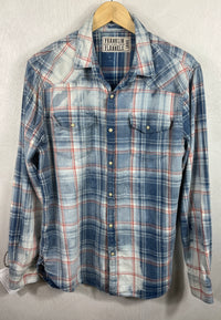 Vintage Western Style Navy, Light Blue, White and Red Denim Size Large