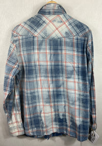 Vintage Western Style Navy, Light Blue, White and Red Denim Size Large