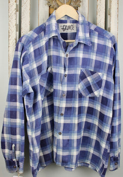Grunge Blue and White Flannel Size Medium