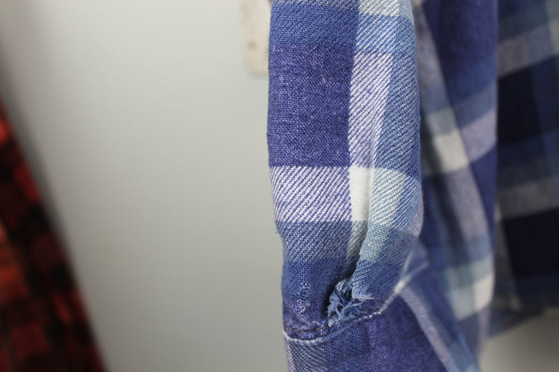 Grunge Blue and White Flannel Size Medium