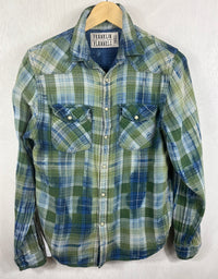 Vintage Western Style Green and Blue Flannel Size Small