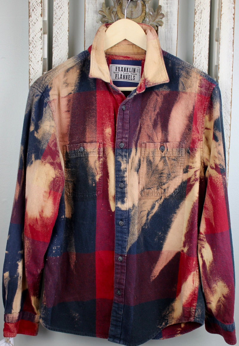 Vintage Navy Blue, Red and Gold Flannel Size Medium