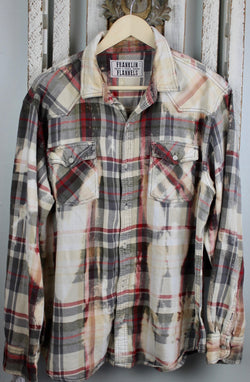 Vintage Grey, Cream and Red Flannel Size Large