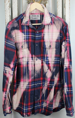 Vintage Navy Blue, Red, Pink and Cream Flannel Size Large