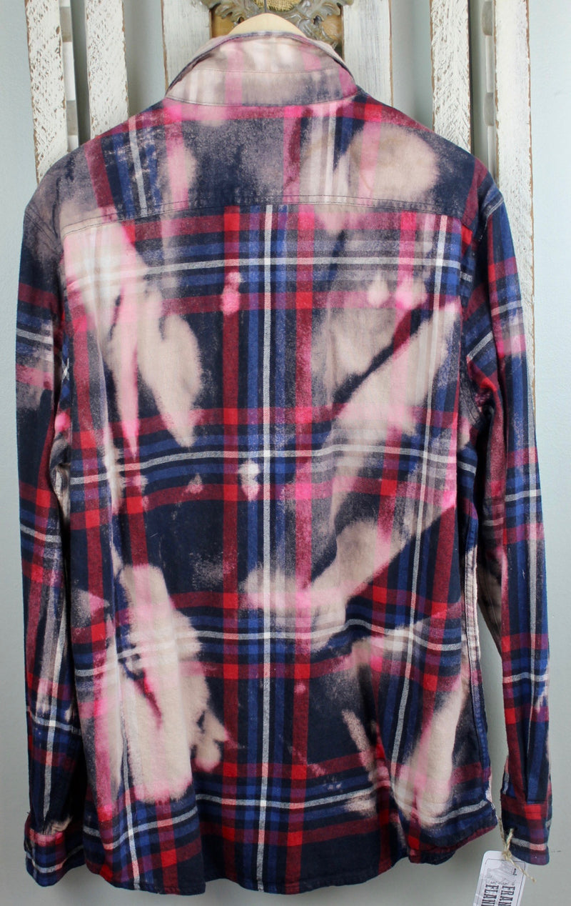 Vintage Navy Blue, Red, Pink and Cream Flannel Size Large