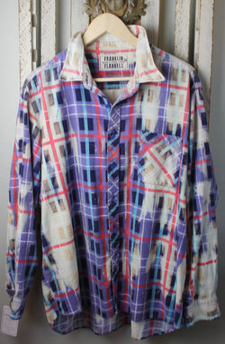 Vintage Purple, Red, White, and Turquoise Flannel Size Extra Large