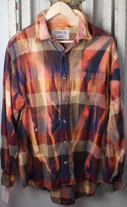 Vintage Rust, Dark Blue, and Gold Flannel Size Extra Large