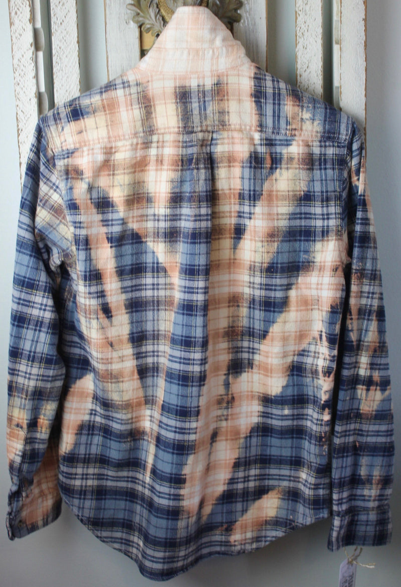 Grunge Grey, Blue, and Gold Flannel Size Small