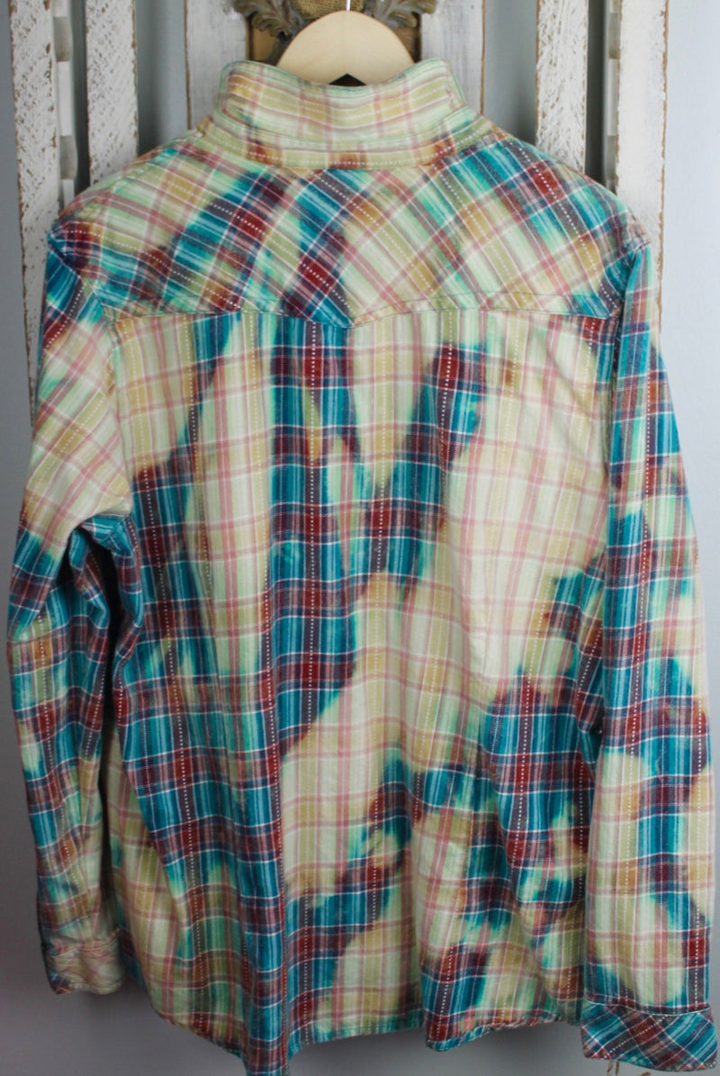 Vintage Turquoise, Red, and Cream Flannel Size Medium