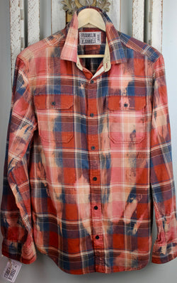 Vintage Red, Denim Blue and White Flannel Size Large