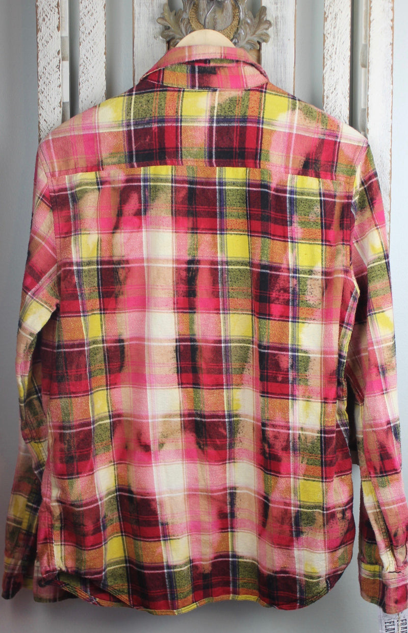 Vintage Red, Pink, Yellow and White Flannel Size Medium