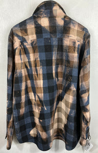 Vintage Navy, Black and Taupe Flannel Size XL