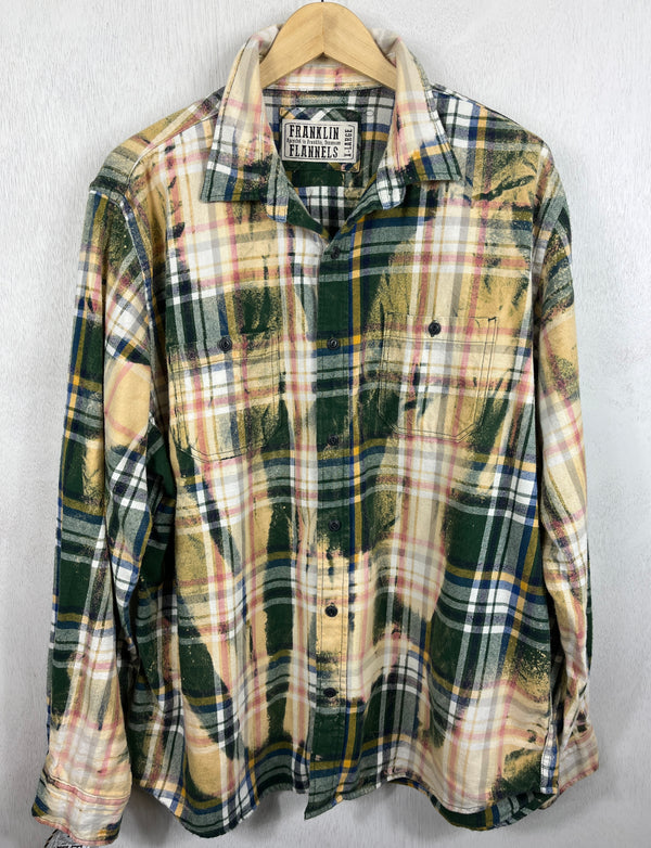 Vintage Green, Yellow, White and Blue Flannel Size XL