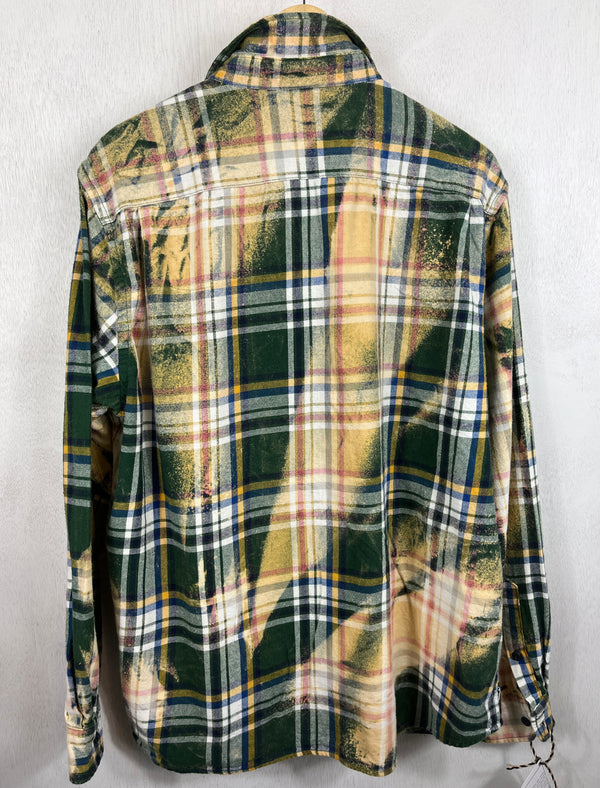 Vintage Green, Yellow, White and Blue Flannel Size XL