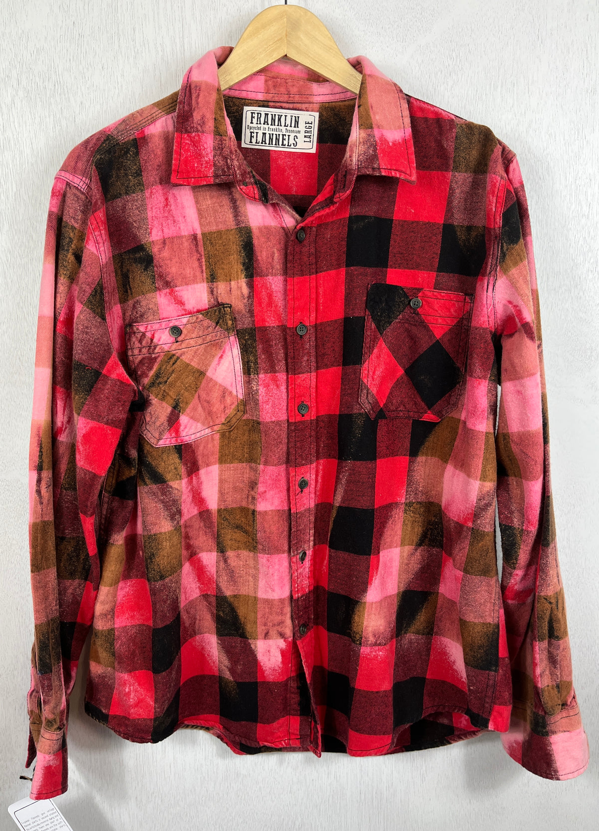 Vintage Red, Black and Pink Buffalo Check Flannel Size Large