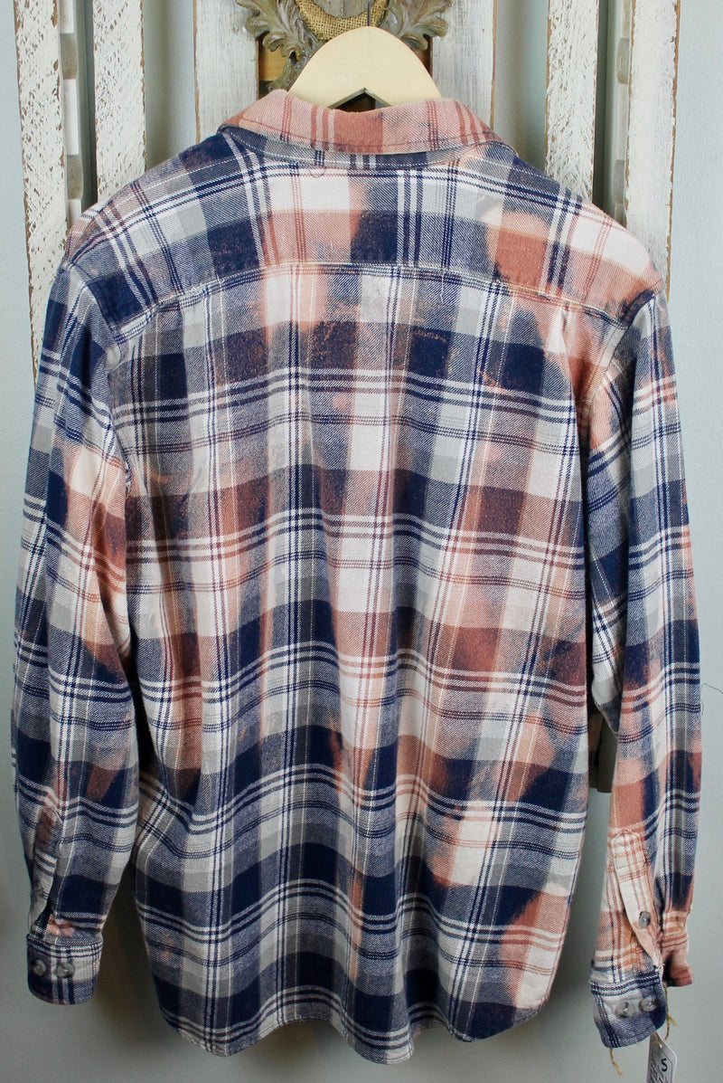 Vintage Navy Blue & Dusty Rose Flannel Size Small