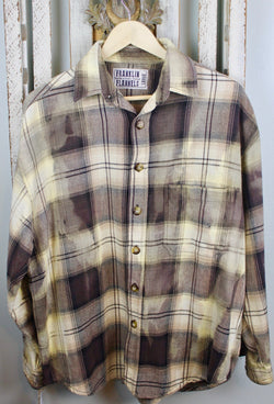 Vintage Chocolate Brown and Pale Yellow Flannel Jacket Size Large