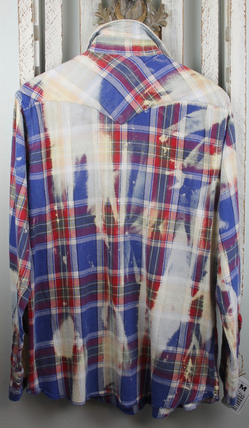 Vintage Western Blue, Red and Cream Flannel Size Medium