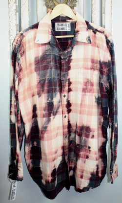 Vintage Burgundy, Teal and Pink Flannel Size XL