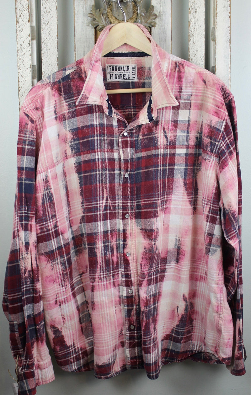 Vintage Western-Cut Pink, Burgundy and Cream Flannel Size XL
