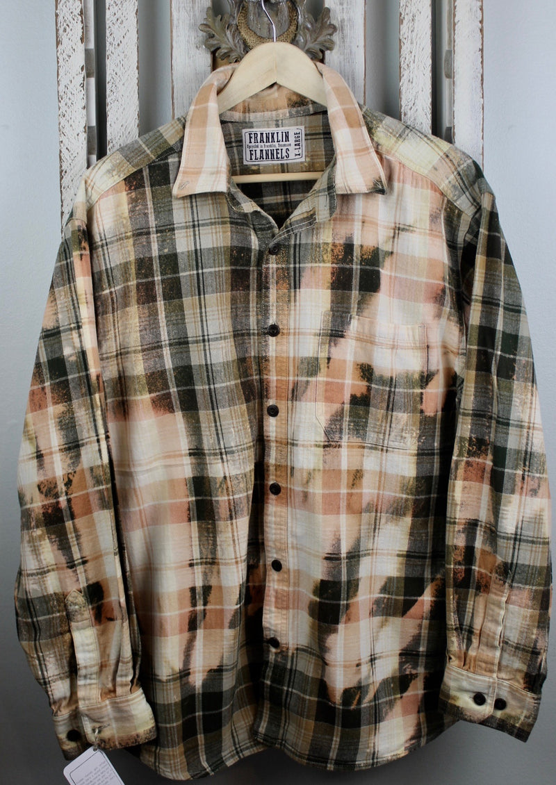 Vintage Military Green & Coral Flannel Size XL
