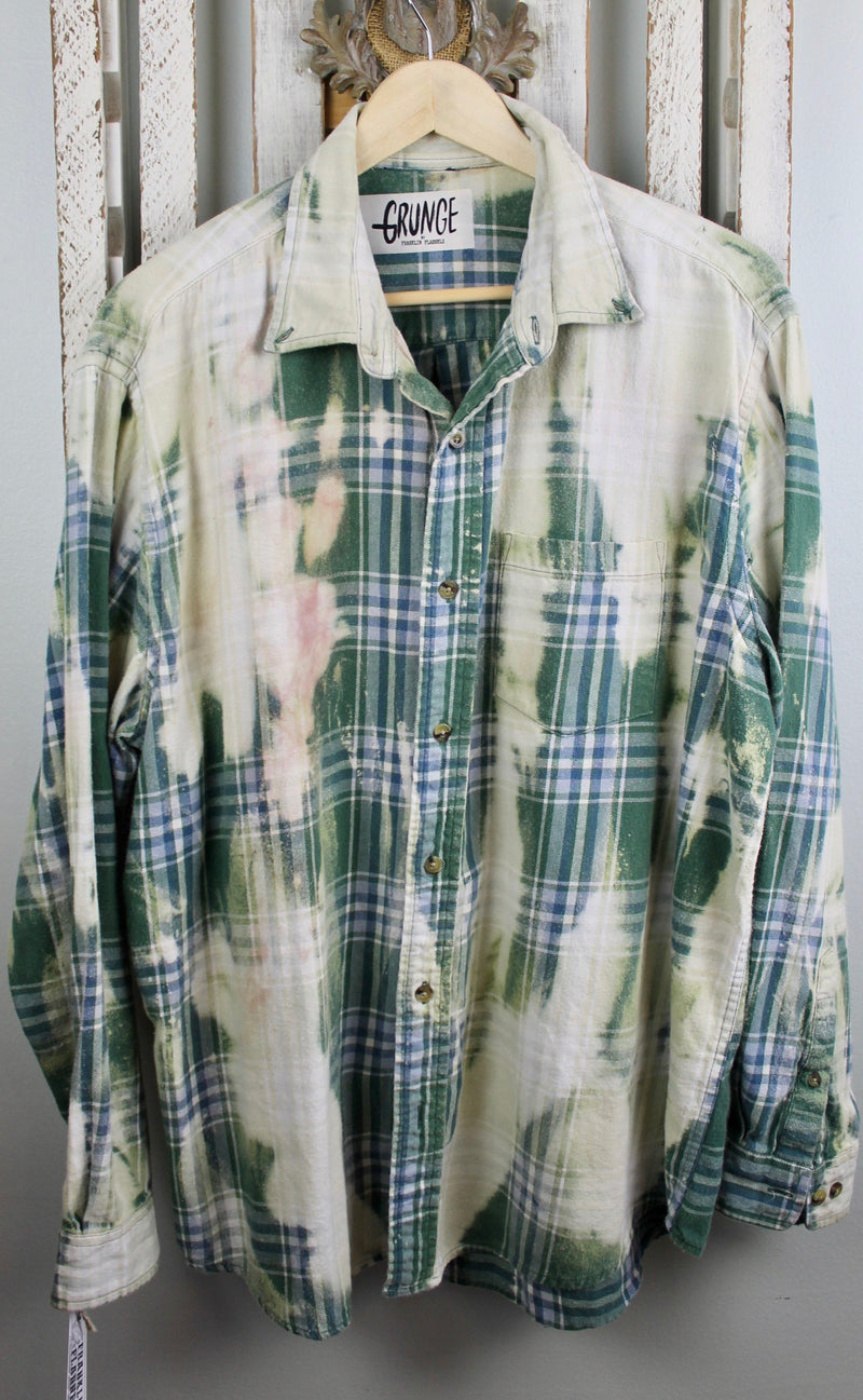 Grunge Green, Light Blue and Cream Flannel Size XL
