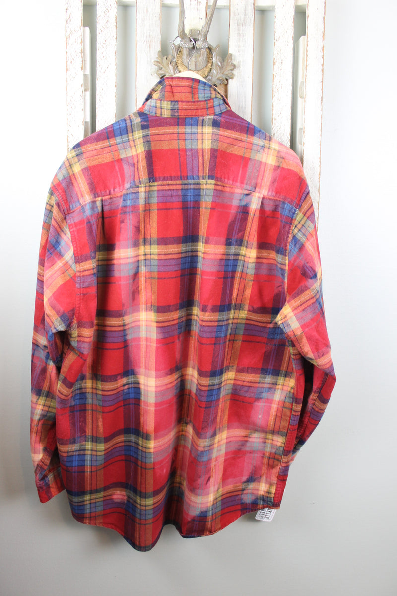 Vintage Red, Royal Blue and Yellow Flannel Size XL