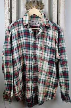 Vintage Green, Red and White Flannel Size Large