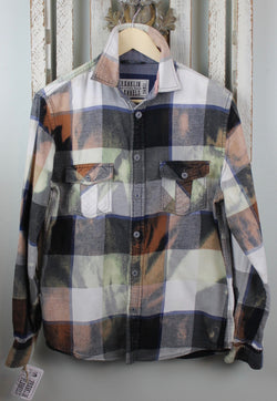 Vintage Navy, Rust, Grey and Light Green Flannel Size Small