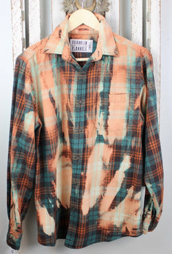 Vintage Green, Turquoise and Orange Flannel Size Small