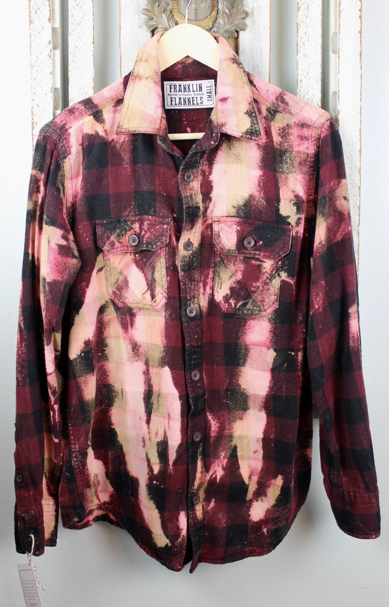 Vintage Black, Burgundy and Pink Flannel Size Small
