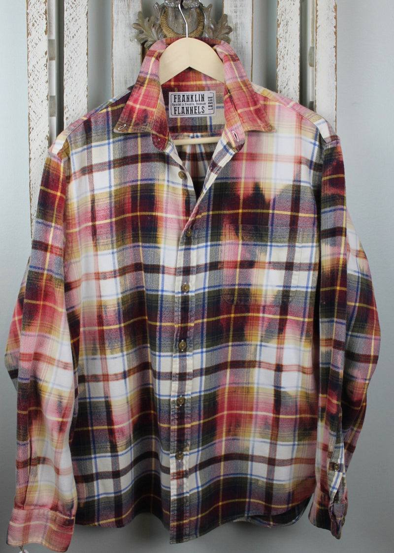 Vintge Merlot, Pink, White and Brown Flannel Size Large