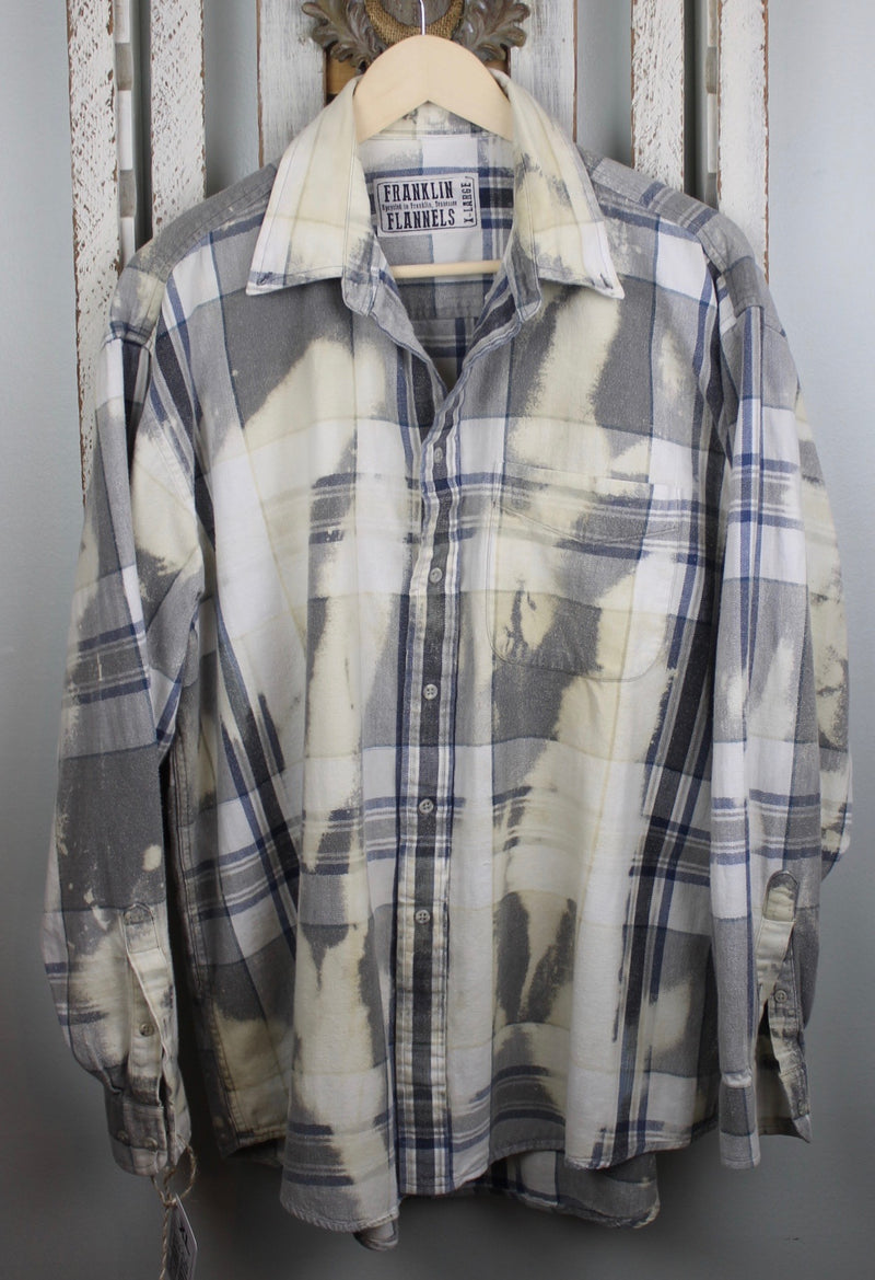 Vintage Grey, White and Pale Yellow Flannel Size XL
